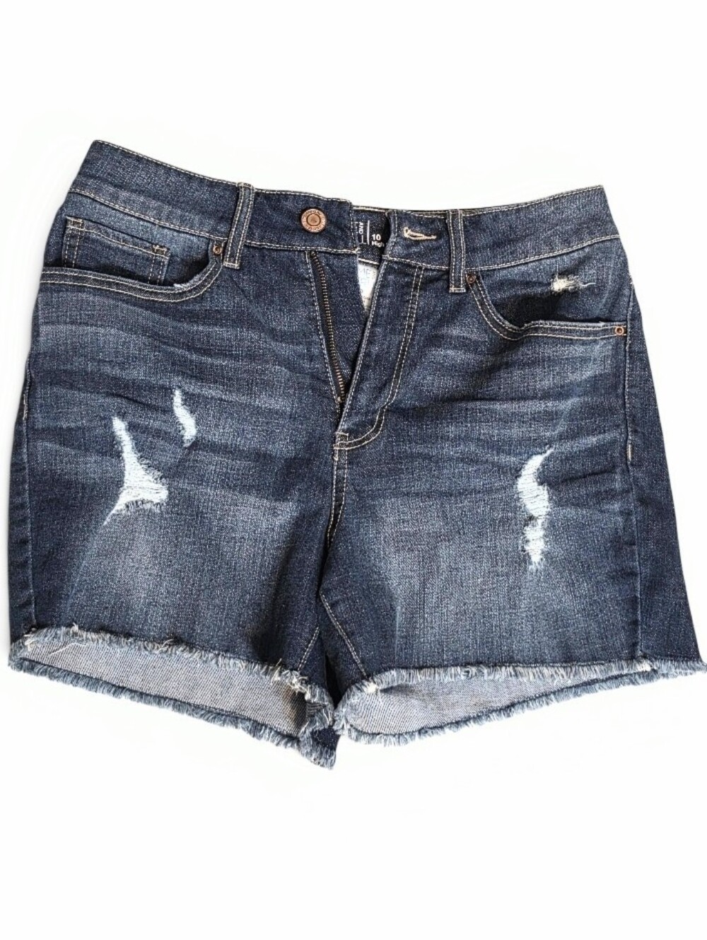 Distressed Denim Shorts 10 Blue Jean Shorts Time & Tru Cut Off Cuffed Summer